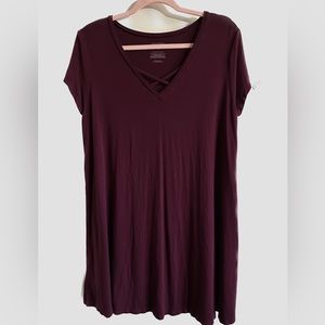 🔥SALE🔥 Arizona Jean Co Maroon Dress w/ Criss Cross V-Neck